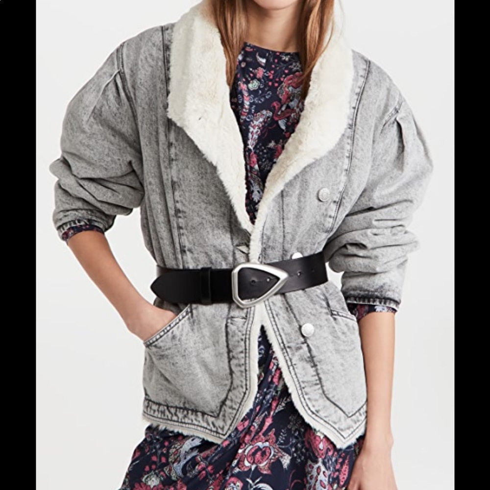 Isabel marant Dipauline denim shearling jacket sz 36